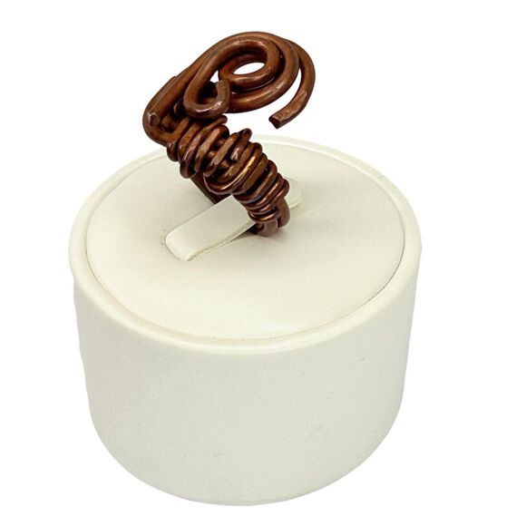 Copper Spiral Twist Statement Ring Sz 6 Art Deco Celtic Artesian - Picture 4 of 15